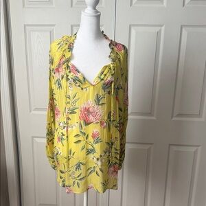 LOFT Yellow Floral Blouse